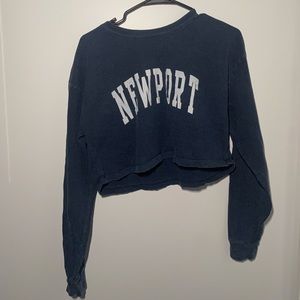 Brandy Melville navy NEWPORT cropped long sleeve size OS
